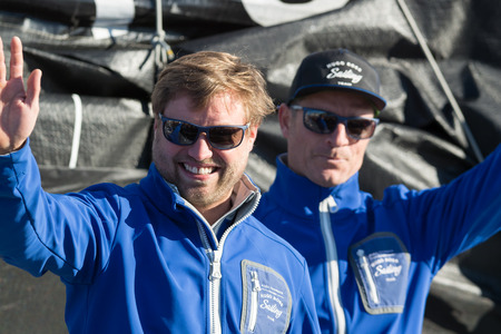 Team Hugo Boss. Barcelona World Race, non-stop, round the world regatta. Barcelona, Spain. December 31, 2014のeditorial素材