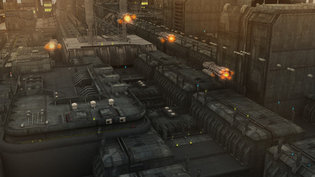Futuristic cinematic cityの写真素材