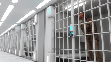 Jail and zombieの写真素材