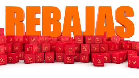 3d discount and red cubesの写真素材
