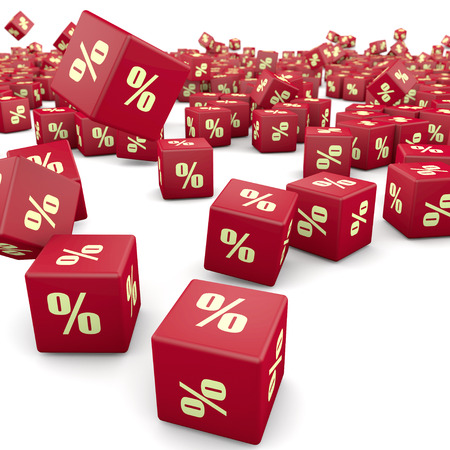 3d discount and red cubesの写真素材