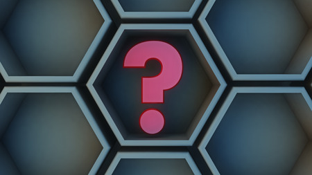 Hexagonal and questioning Cube decisionの写真素材