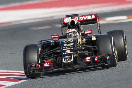 Driver Pastor Maldonado. Team Lotus. Formula One Test Days at Circuit de Catalunya. Montmelo, Spain. February 27, 2015のeditorial素材