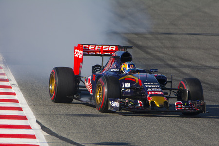 Driver Carlos Sainz. Team Toro Rosso. Formula One Test Days at Circuit de Catalunya. Montmelo, Spain. February 28, 2015のeditorial素材