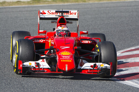 Driver Kimi Raikkonen. Team Ferrari F1. Formula One Test Days at Circuit de Catalunya. Montmelo, Spain. February 28, 2015のeditorial素材