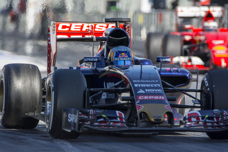 Driver Carlos Sainz. Team Toro Rosso. Formula One Test Days at Circuit de Catalunya. Montmelo, Spain. February 28, 2015のeditorial素材
