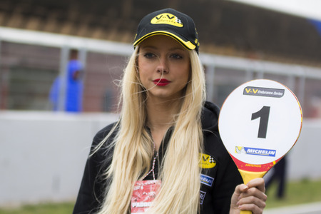 Pit Lane Girls.  V de V Endurance Series at Circuit de Barcelona. Montmelo, Spain. March 22, 2015のeditorial素材