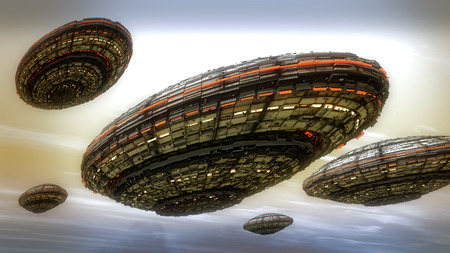 Futuristic spaceship UFOの写真素材