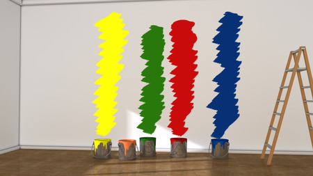 Interior room and paint cansの写真素材