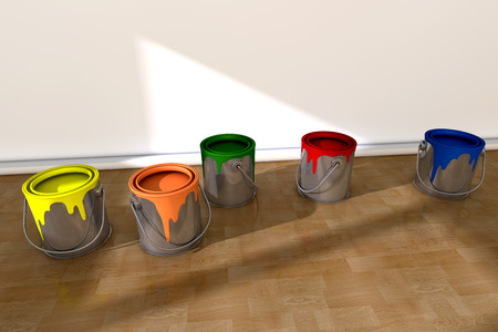 Interior room and paint cans