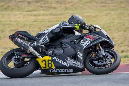 Driver JUAN CARLOS SANCHEZ. Open 600. Mediterranean Motorcycling Championships. Barcelona, Spain - July 19, 2015のeditorial素材