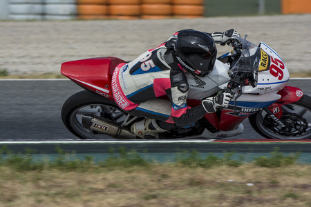 Driver Guillermo Hernandez. Honda CBR250R. Mediterranean Motorcycling Championships. Barcelona, Spain - July 19, 2015のeditorial素材