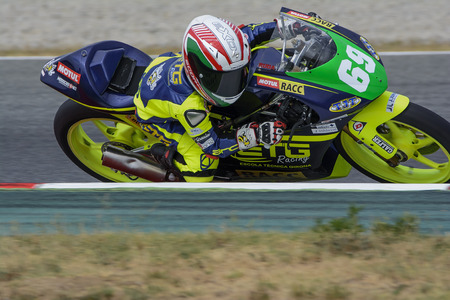 Driver Marcos Ruda. Mediterranean Motorcycling Championships. Barcelona, Spain - July 19, 2015のeditorial素材