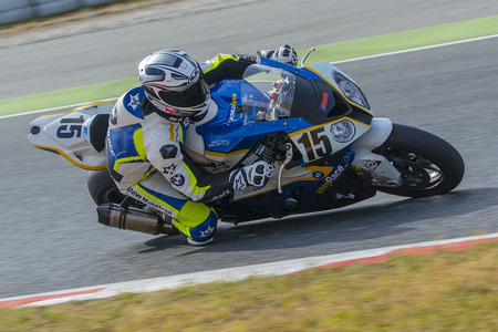 Driver J.Vilela. BMW S1000RR. Mediterranean Motorcycling Championships. Barcelona, Spain - July 19, 2015のeditorial素材