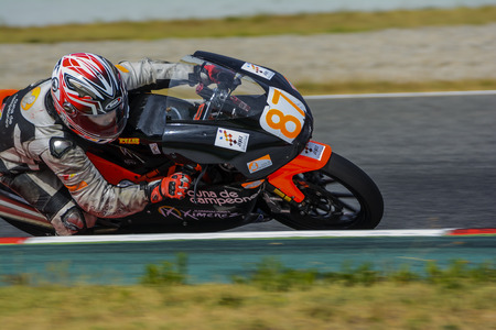 Driver Fau Caero. Mediterranean Motorcycling Championships. Barcelona, Spain - July 19, 2015のeditorial素材