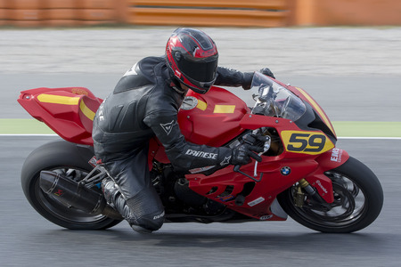 Driver Oscar Ranz. BMW S1000RR. Mediterranean Motorcycling Championships. Barcelona, Spain - July 19, 2015のeditorial素材
