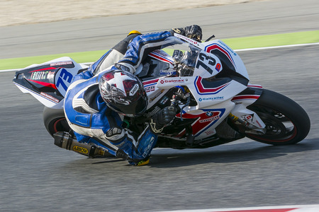 Driver Rui Marto. BMW S1000RR. Mediterranean Motorcycling Championships. Barcelona, Spain - July 19, 2015のeditorial素材