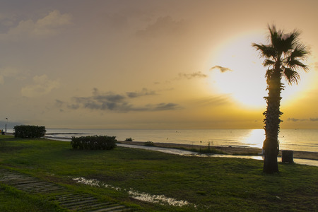 Sunrise on the beach in Spainの写真素材