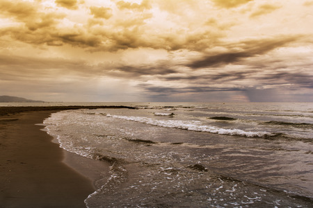Sunrise on the beach in Spainの写真素材