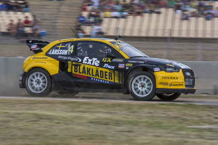 Robin LARSSON. Audi A1. Supercars. Barcelona FIA World Rallycross Championship. Montmelo, Spain. September 20, 2015のeditorial素材