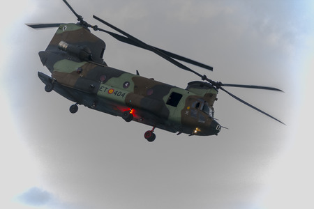 Boeing Chinook ARMY.  Aerial exhibition aircraft. Mataro, Spain, September 19, 2015のeditorial素材