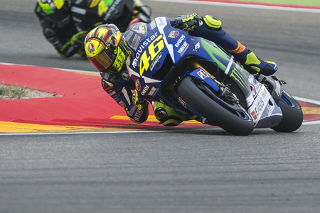 Valentino ROSSI. Movistar Yamaha MotoGP. Grand Prix Movistar of AragÃ³n of MotoGP. Aragon, Spain. 27th September 2015のeditorial素材