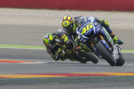 Valentino ROSSI. Movistar Yamaha MotoGP. Grand Prix Movistar of AragÃ³n of MotoGP. Aragon, Spain. 27th September 2015のeditorial素材