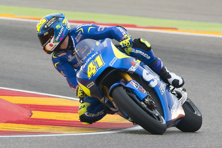 Aleix Espargaro. Team SUZUKI. Grand Prix Movistar of AragÃ³n of MotoGP. Aragon, Spain. 27th September 2015のeditorial素材