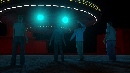 Ufo attacking and abductingの写真素材