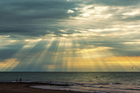 Sunset on the beachの写真素材