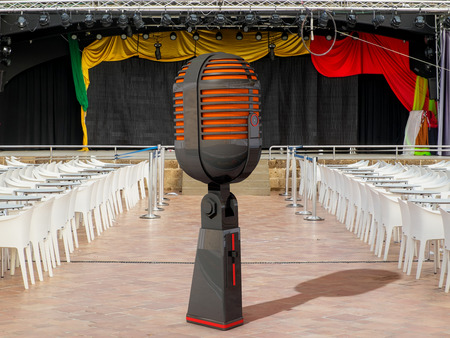 Giant microphone and standの写真素材