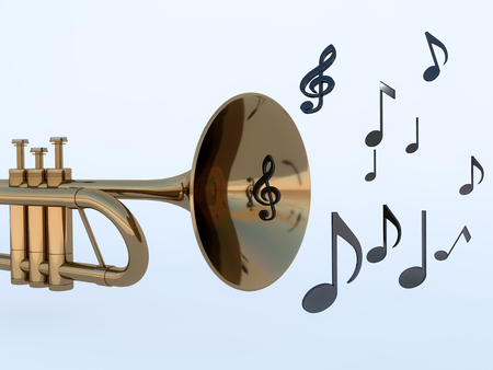 Trumpet and musical notesの写真素材