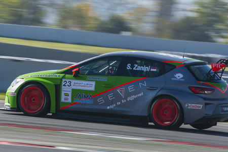 Driver Stefano ZANINI.  SEAT LEON EUROCUP. International GT Open. Montmelo, Spain. October 31, 2015のeditorial素材