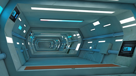 Futuristic interior corridor stageの写真素材