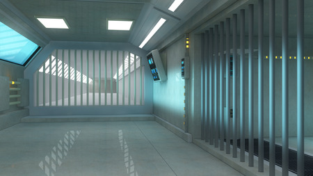 3d futuristic interior jailの写真素材