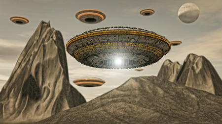 Futuristic UFO shipの写真素材