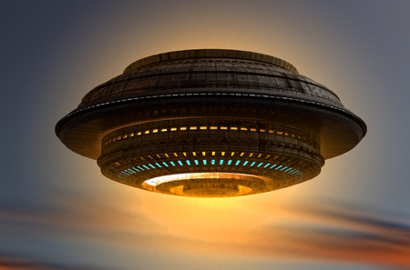 3d spaceship UFO conceptの写真素材