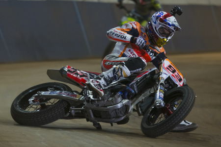 Driver Marc Marquez. Dirt Track Superprestigio competition at the Palau Sant Jordi. Barcelona, Spain. December 12, 2015のeditorial素材