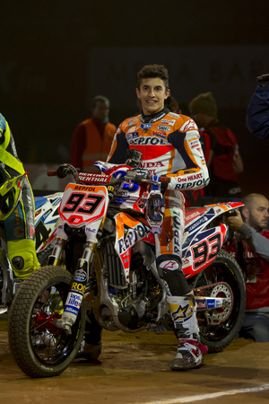Driver Marc Marquez. Dirt Track Superprestigio competition at the Palau Sant Jordi. Barcelona, Spain. December 12, 2015のeditorial素材