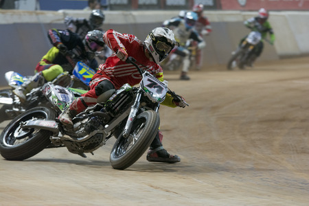 Driver Adrian Garin. Dirt Track Superprestigio competition at the Palau Sant Jordi. Barcelona, Spain. December 12, 2015のeditorial素材