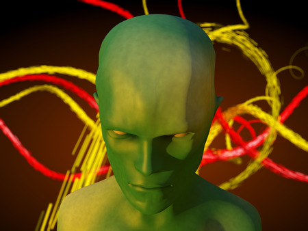 Alien portrait and futuristic backgroundの写真素材