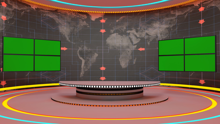 Futuristic 3d TV studio and chromaの写真素材