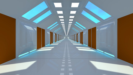 Futuristic corridor interior architectureの写真素材