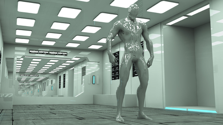 Futuristic corridor architecture and alienの写真素材