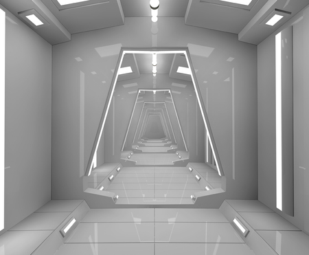 3d render. Futuristic corridor architectureの写真素材