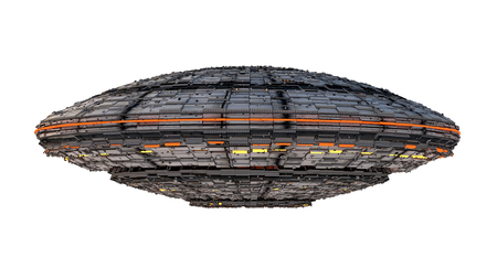 Spaceship UFO and white backgroundの写真素材