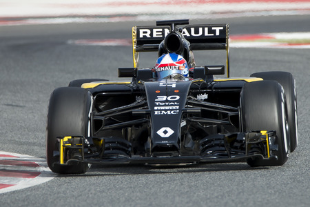 Driver Jolyon Palmer.  Team Renault Sport. Formula One Test Days at Circuit de Catalunya. Montmelo, Spain. February 22, 2016のeditorial素材