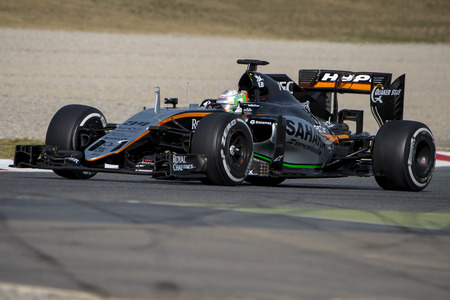 Driver Alfonso Celis.  Team Sahara Force India. Formula One Test Days at Circuit de Catalunya. Montmelo, Spain. February 22, 2016のeditorial素材