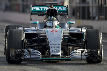 Driver Nico Rosberg.  Team Mercedes. Formula One Test Days at Circuit de Catalunya. Montmelo, Spain. February 23, 2016のeditorial素材