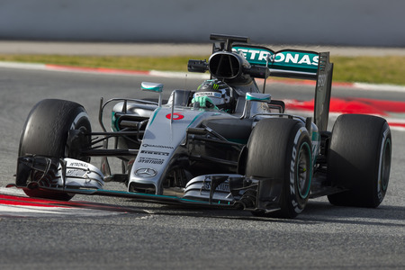 Driver Nico Rosberg.  Team Mercedes. Formula One Test Days at Circuit de Catalunya. Montmelo, Spain. February 23, 2016のeditorial素材
